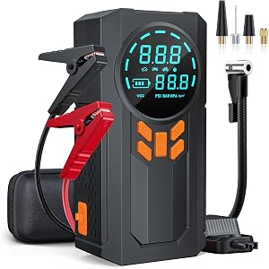Jump Starter with Air Compressor, 5000A 160PSI Battery Jumper Starter Portable (9.0 Gas/8.