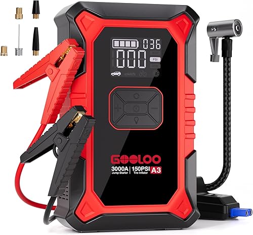 GOOLOO A3 Jump Starter with Air Compressor, 3000A Portable Car Battery — Our recommended configuration for best results