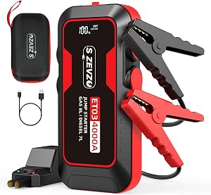 S ZEVZO ET03 Car Jump Starter 4000A Jump Starter Battery Pack for Up to 8.0L Gas and 7.0L 