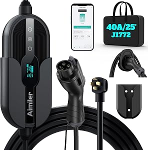AIMILER Level 2 Electric Vehicle (EV) Charger(WiFi APP/Plug-Play), 40A, 25ft Cable ETL Cer