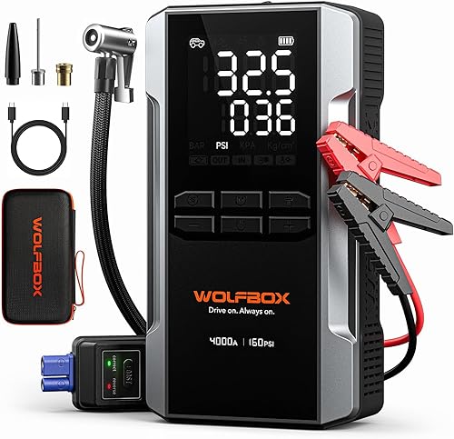 WOLFBOX MV24 Air 4000A Jump Starter with 160PSI Air Compressor, 12V Ca — Our recommended configuration for best results