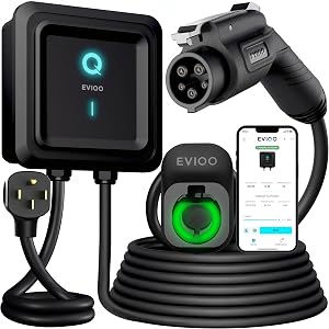 EVIQO Level 2 EV Charger, 40 Amp 240V, J1772 for Non-Tesla EVs, 25ft Cable, WiFi (2.4GHz) 